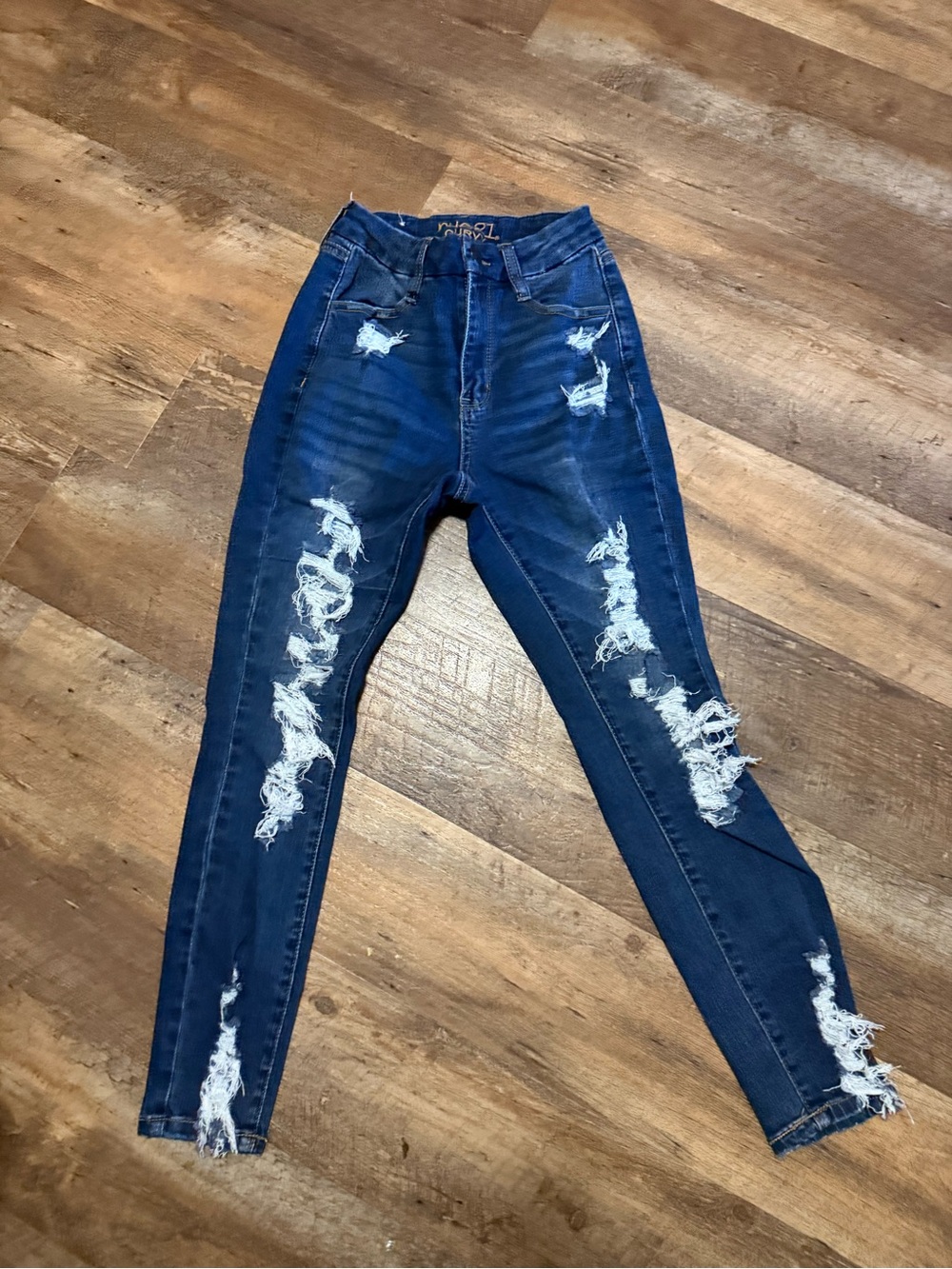Rue21 Dark Blue Distressed Skinny Jeans